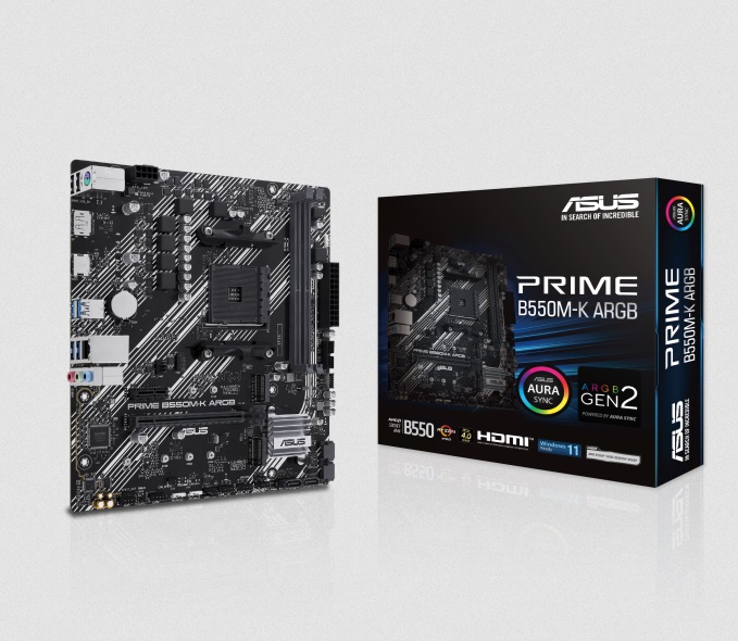  B550 m-ATX Motherboard: AM4 Socket For AMD Ryzen 3000/4000/5000 Series Processors<br>2x DDR4, 4x SATA 6Gb/s, PCIe 4.0, 1x M.2 Gen4 + 1x M.2 Gen3, USB 3.2, Gigabit LAN, Realtek 7.1 Audio, HDMI/DP  